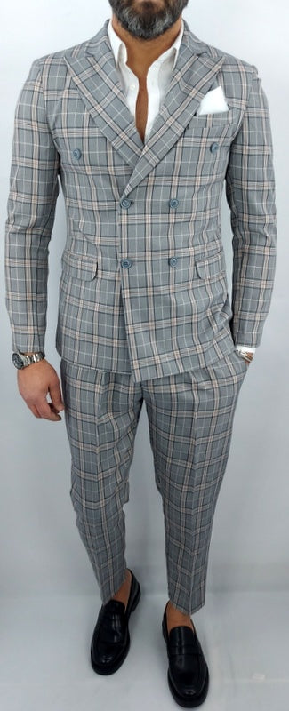 Abito uomo doppiopetto fantasia galles sabbia made in italy 44,46,48,50