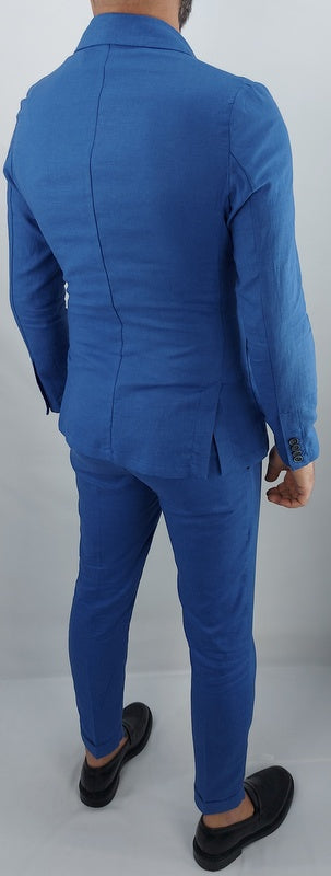 ABITO LINO BLU CHIARO 5 BOTTONI SARTORIALE ITALY 44,46,48,50,52