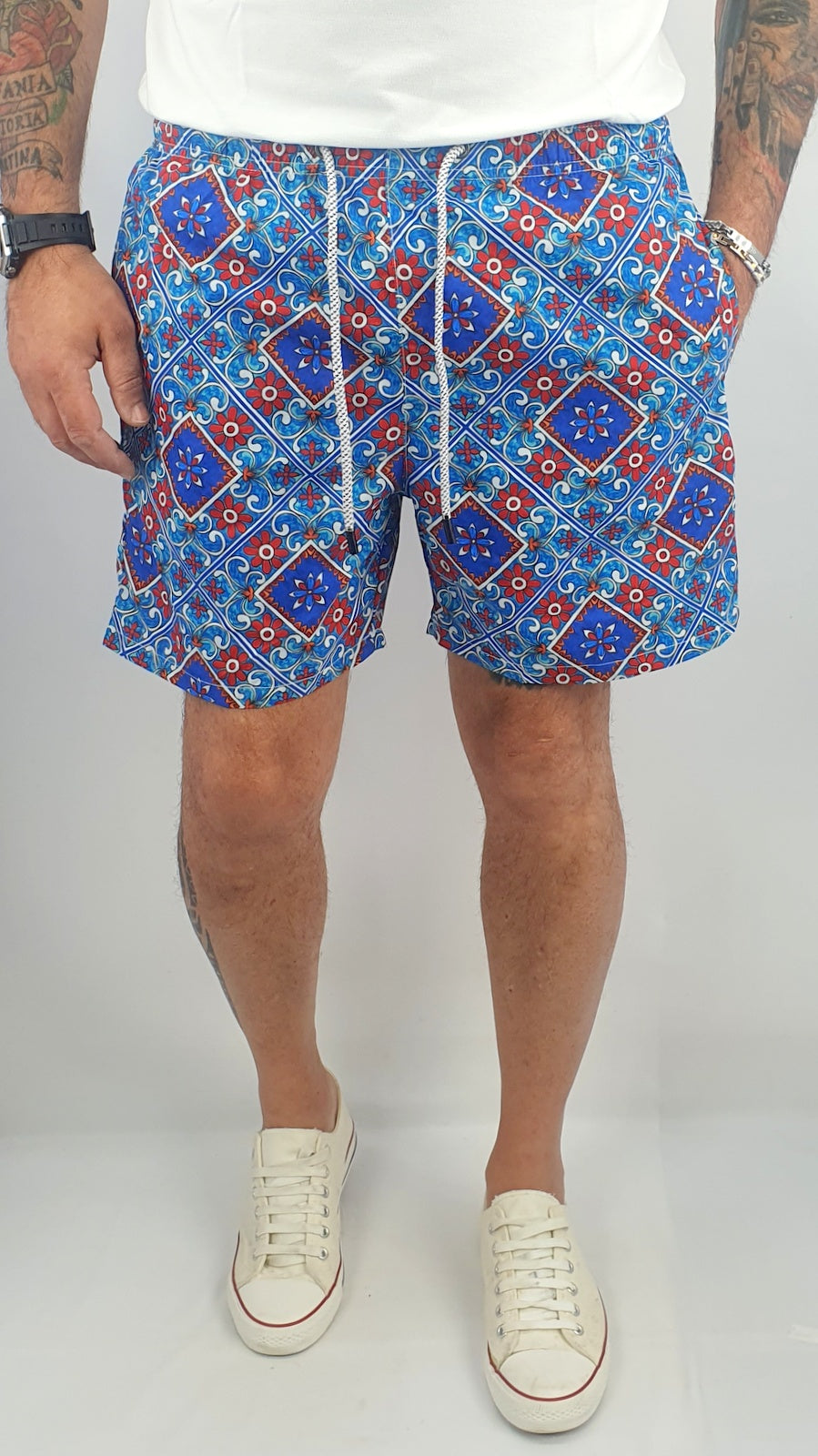 Costume Da Bagno Uomo Da Mare Sicilia Bermuda Fiori Pantaloncino Corto Boxer
