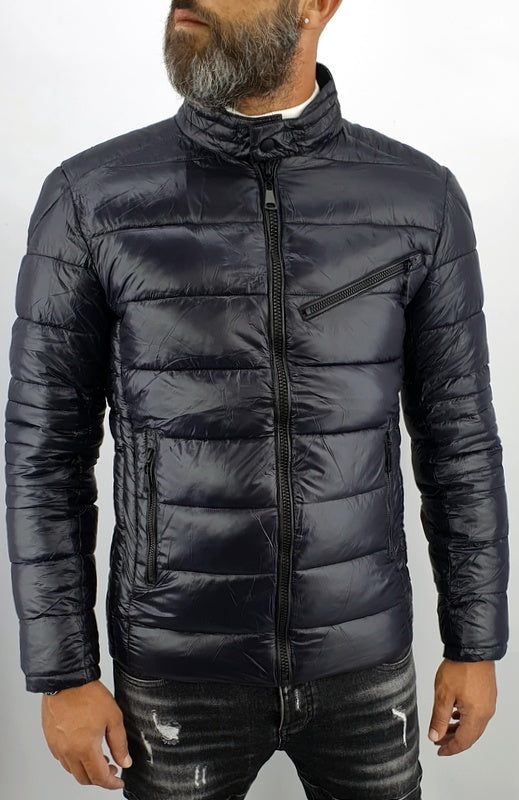 giubbotto uomo giubbino piumino nero zip petto slim autunno bomber coreana slim