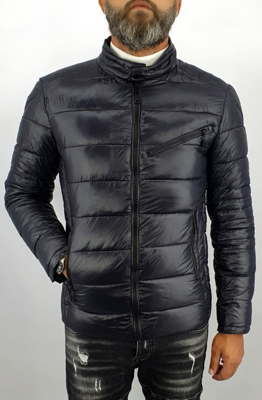 giubbotto uomo giubbino piumino nero zip petto slim autunno bomber coreana slim