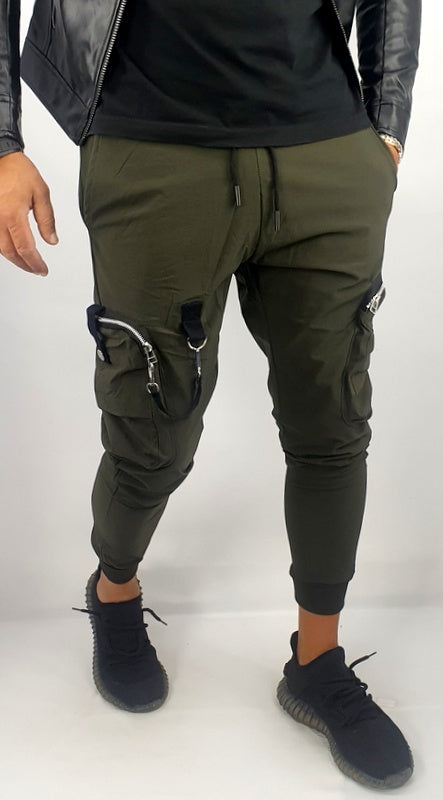 pantaloni uomo cargo con tasche laterali multitasche con tasconi elastico lacci