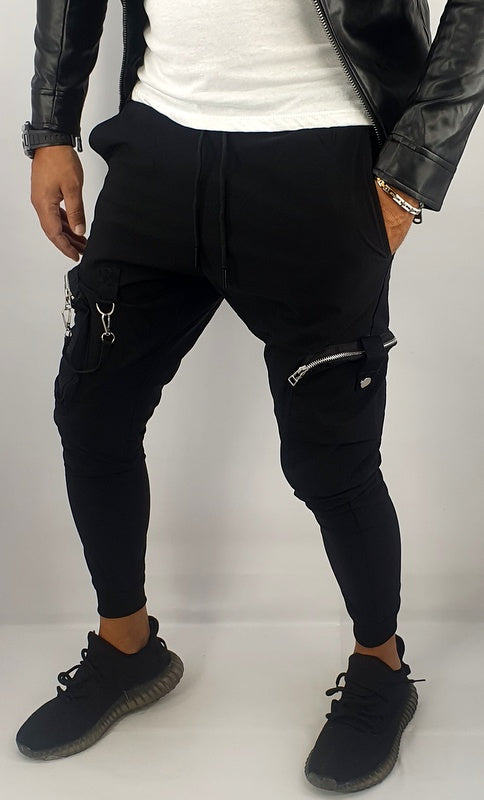 pantaloni uomo cargo con tasche laterali multitasche con tasconi elastico lacci