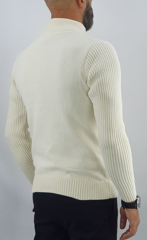 Maglione uomo Invernale Cardigan Mezzo Collo Alto Maglia Sotto Giacca Treccia