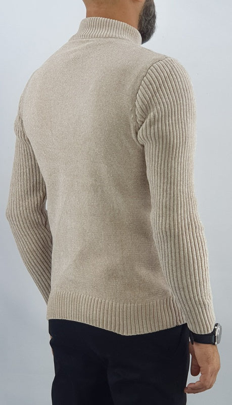 Maglione uomo Invernale Cardigan Mezzo Collo Alto Maglia Sotto Giacca Treccia