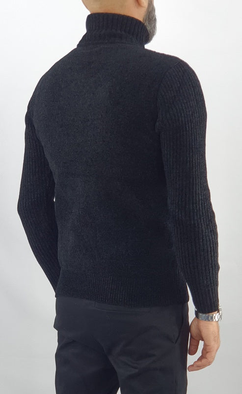 Maglione uomo Invernale Cardigan Collo Alto Maglia Sotto Giacca Treccia Slim Fit