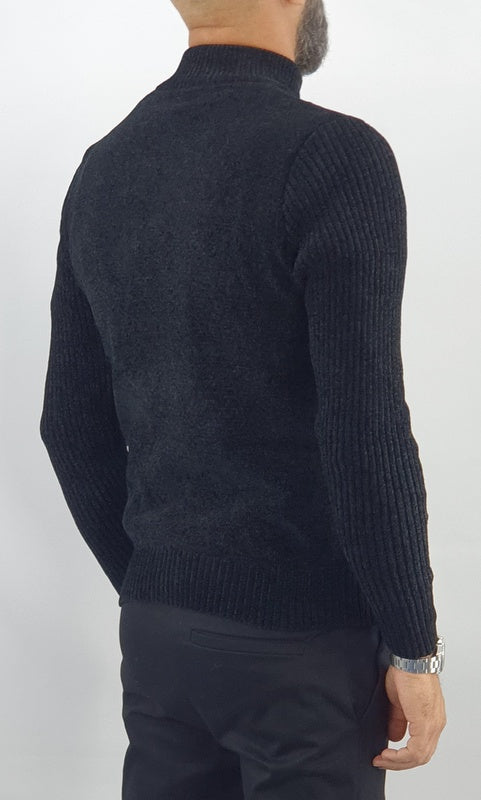 Maglione uomo Invernale Cardigan Mezzo Collo Alto Maglia Sotto Giacca Treccia