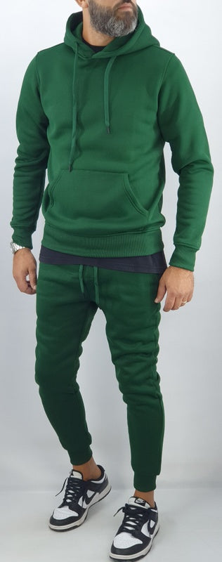 Tuta Completo Uomo Felpa Pantalone sport Cappuccio Felpata Casual elastico Slim