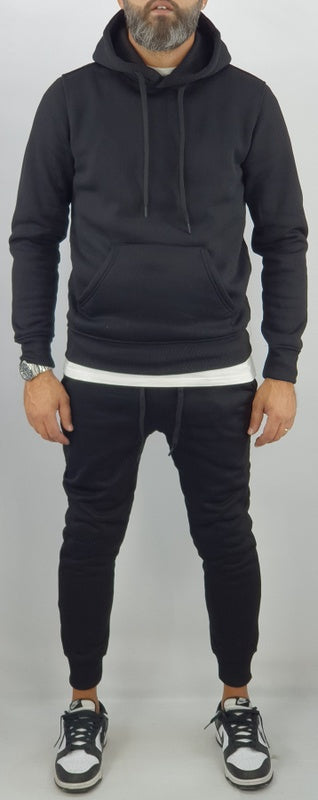 Tuta Completo Uomo Felpa Pantalone sport Cappuccio Felpata Casual elastico Slim