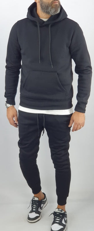 Tuta Completo Uomo Felpa Pantalone sport Cappuccio Felpata Casual elastico Slim