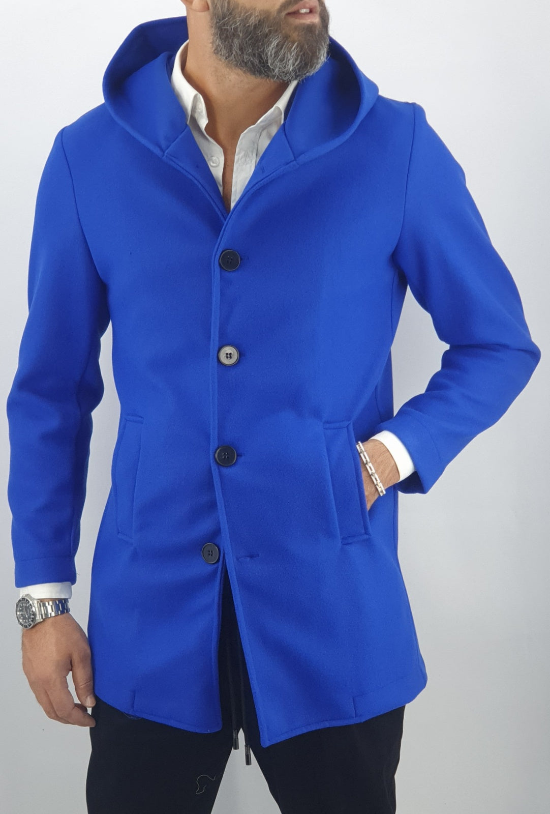 cappotto uomo cappuccio autunnale monopetto sfoderato 44,46,48,50,52