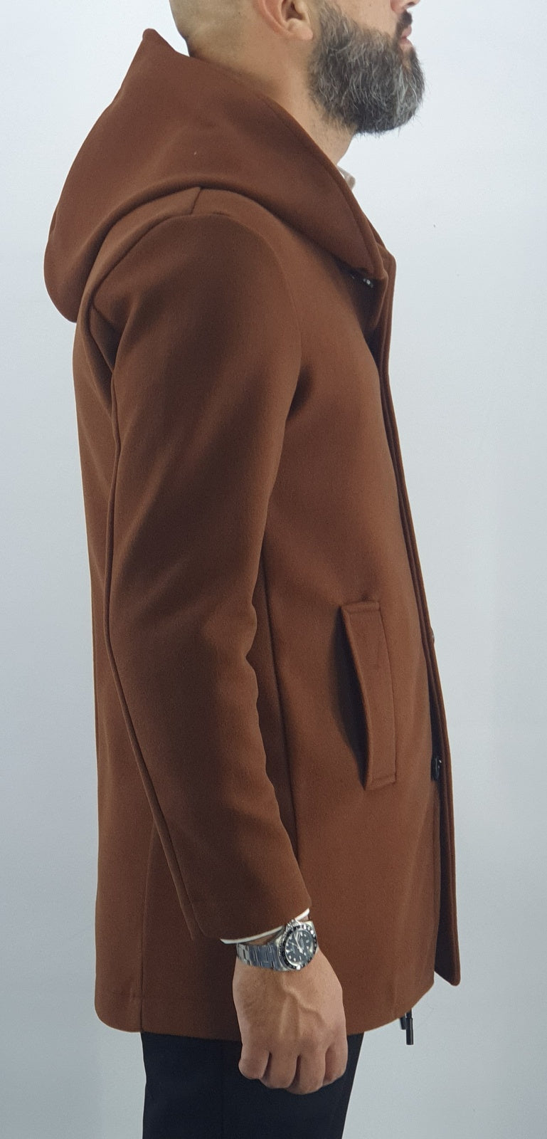 cappotto uomo cappuccio autunnale monopetto sfoderato 44,46,48,50,52
