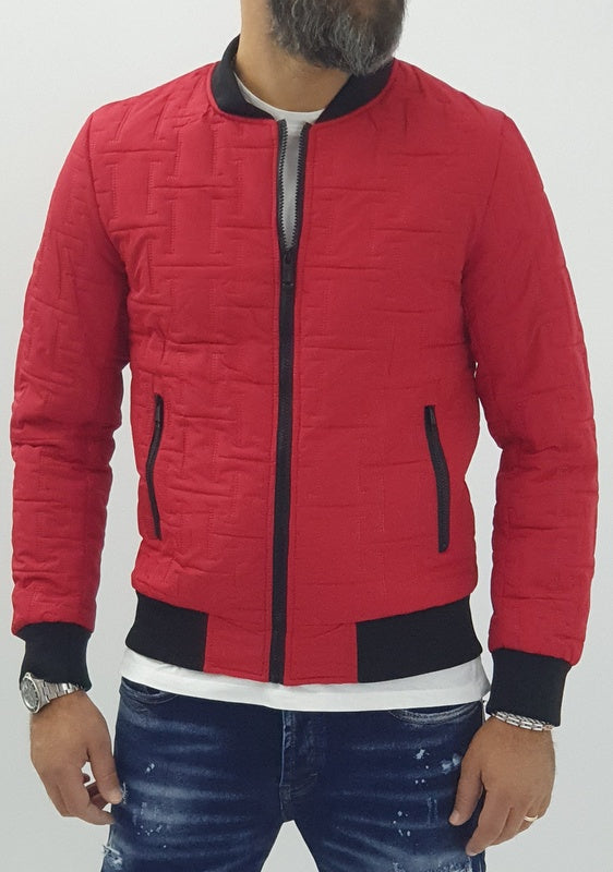 Giubbino bomber uomo ricamato rosso college s,m,l,xl,xxl