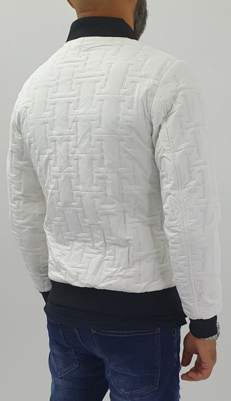Giubbino Giubbotto giacca uomo Bomber Ricamato Casual slim bianco s,m,l,xl,xxl