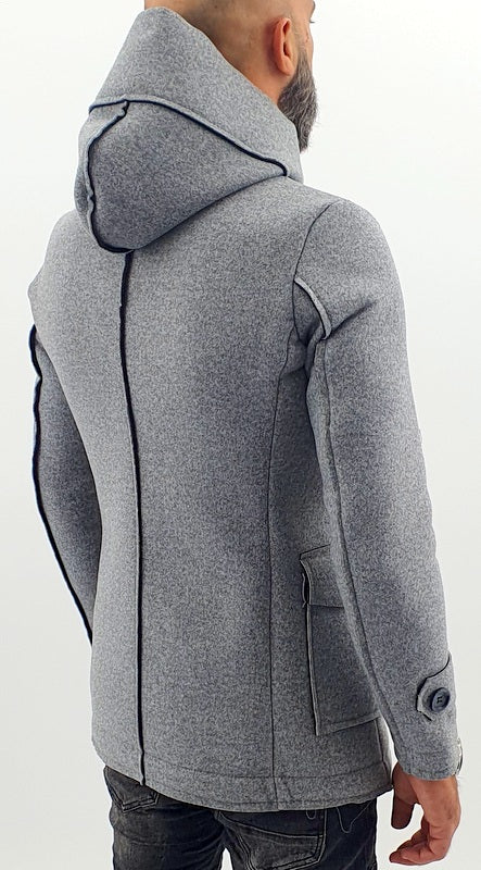 Cappotto Uomo Invernale Doppiopetto Grigio cappuccio termico s,m,l,xl,xxl