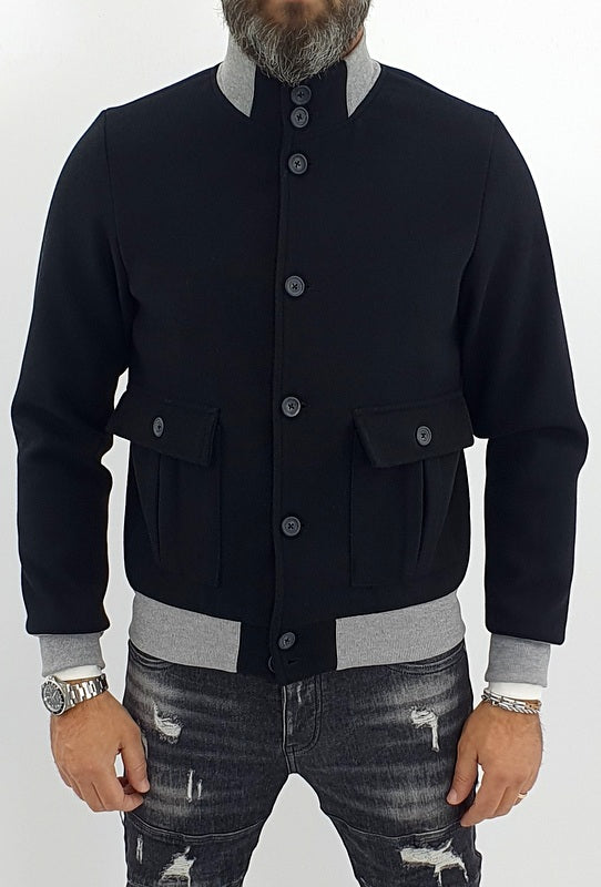 giubbino uomo corto bomber blouson collo alto grigio/nero s,m,l,xl,xxl