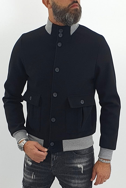 giubbino uomo corto bomber blouson collo alto grigio/nero s,m,l,xl,xxl