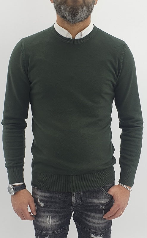 Maglioncino girocollo tessuto elastico slim fit 4 colori s,m,l,xl