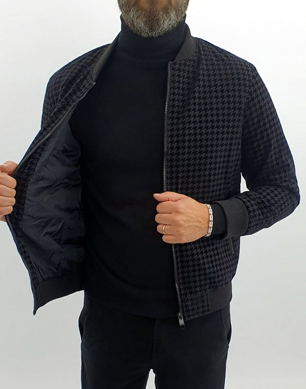 Giubbino Giubbotto giacca uomo Bomber semi Impermeabile fantasia nero s,m,l,xl