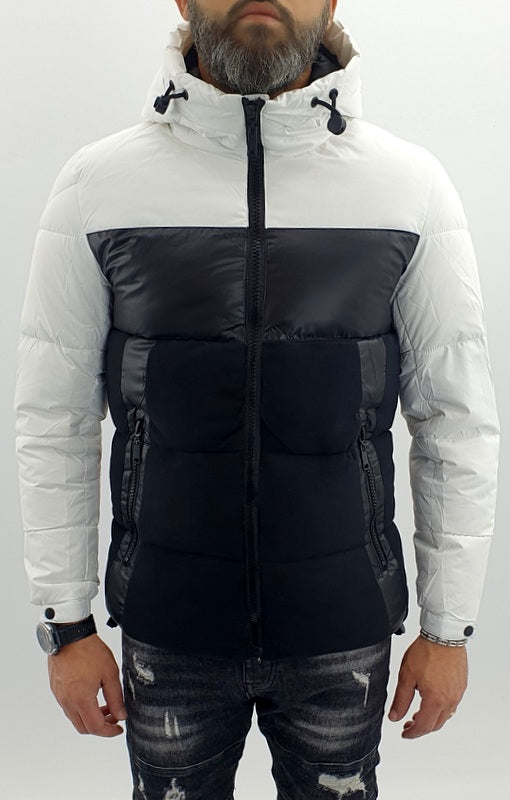 giubbino uomo cappuccio bicolore impermeabile pile s,m,l,xl,xxl