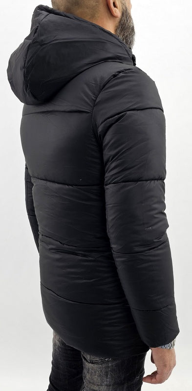 Giubbino uomo mod.parka nero con cappuccio semi impermabile s,m,l,xl,xxl