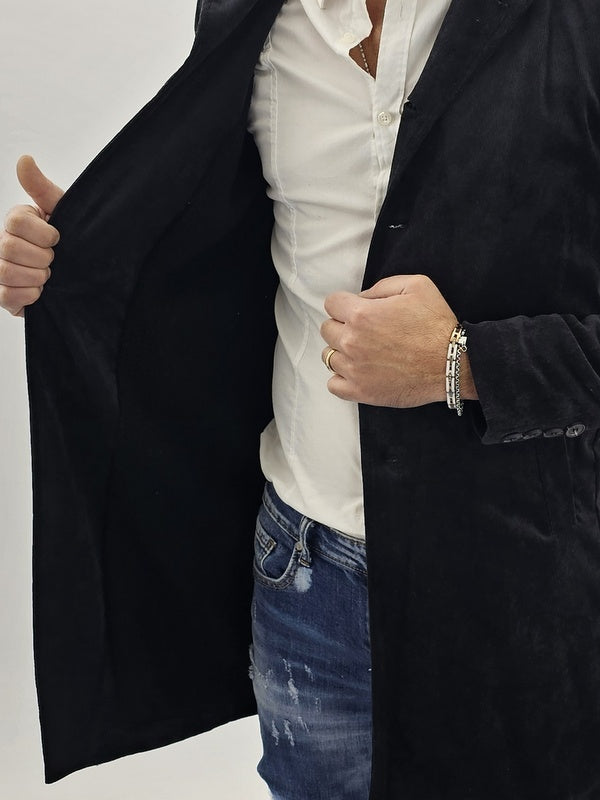 cappotto uomo trench millerighe nero cintura foderato ecopelliccia