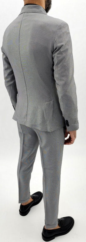 Abito uomo doppiopetto tessuto fantasia nero/bianco made in italy 44,46,48,50,52