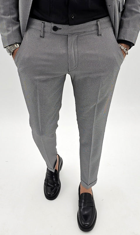 Abito uomo doppiopetto tessuto fantasia nero/bianco made in italy 44,46,48,50,52