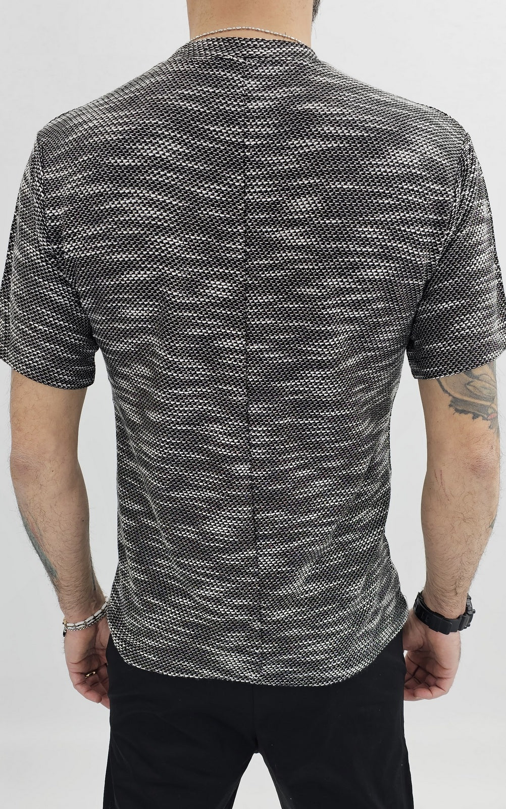 Maglia uomo cotone nido d'ape bianco/nero elastica t-shirt Coreana Manica corta