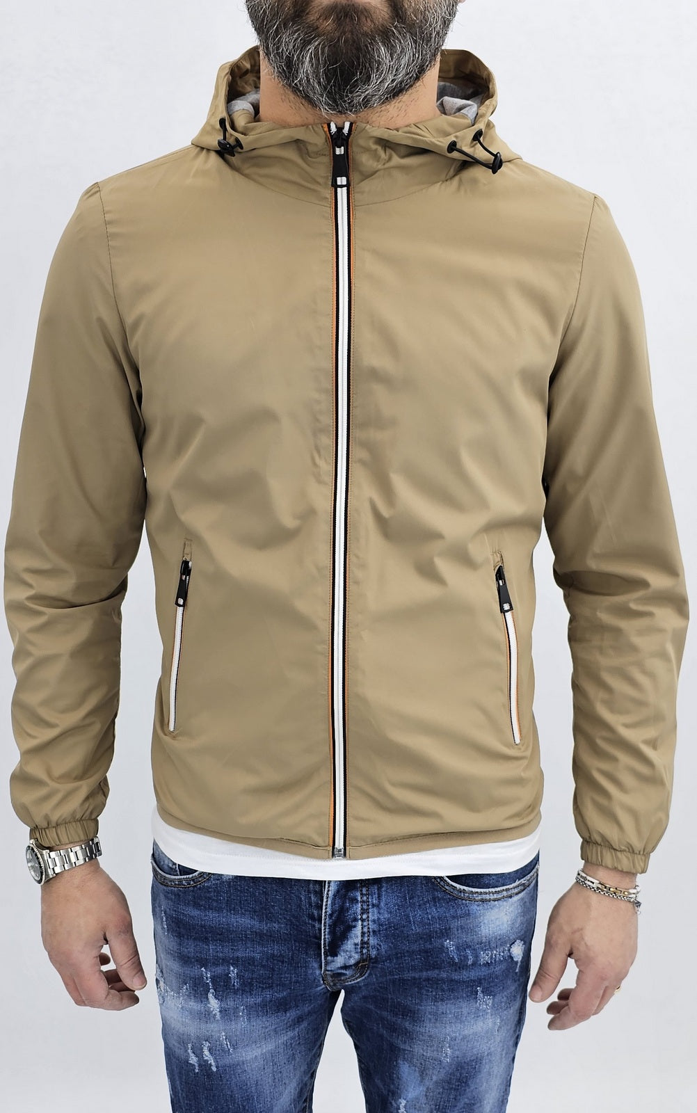 Giubbino Giubbotto leggero uomo antivento impermeabile cappuccio corto s,m,l,xl,xxl
