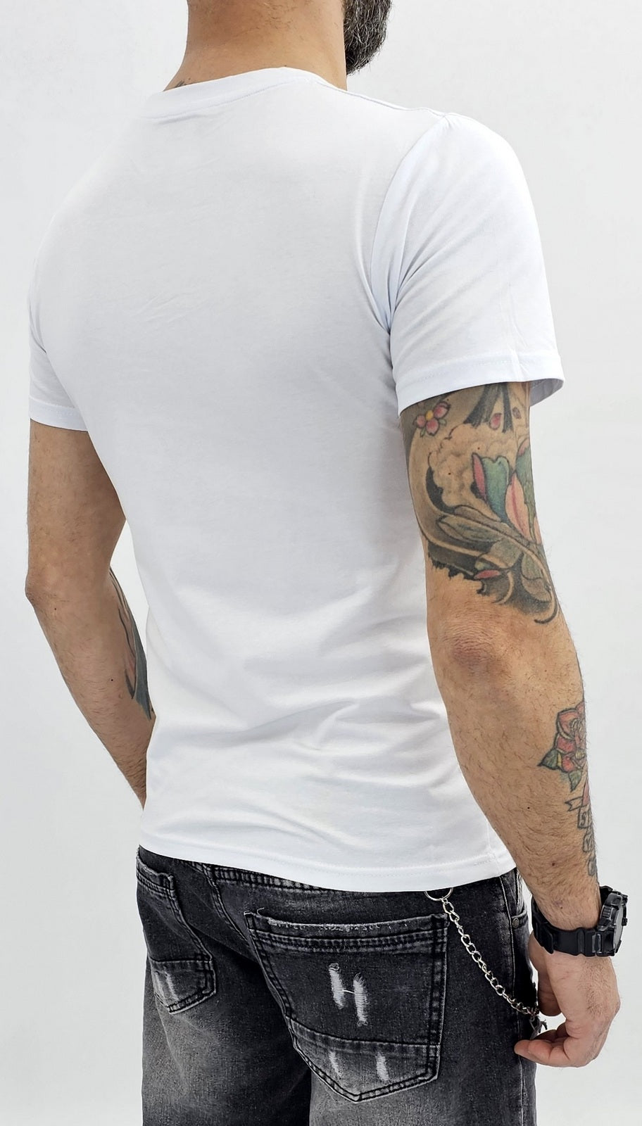 T-shirt uomo Maglia Manica stampa LOS ANGELES Nero/bianco s,m,l,xl