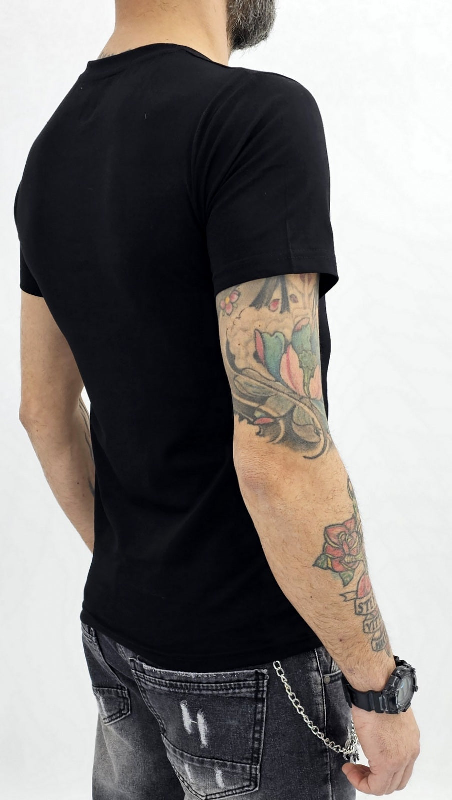 T-shirt uomo Maglia Manica stampa LOS ANGELES Nero/bianco s,m,l,xl