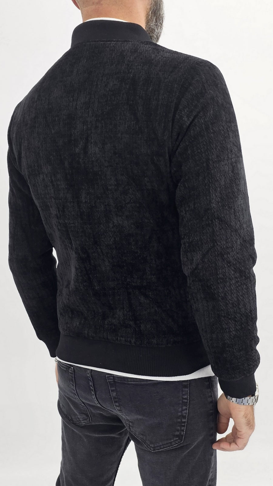 Giubbino Giubbotto giacca uomo Bomber velluto Casual slim fit nero s,m,l,xl,xxl