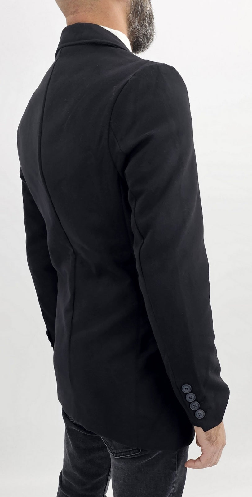 Cappotto Uomo Invernale doppiopetto Giacca Slim fit scamosciato nero