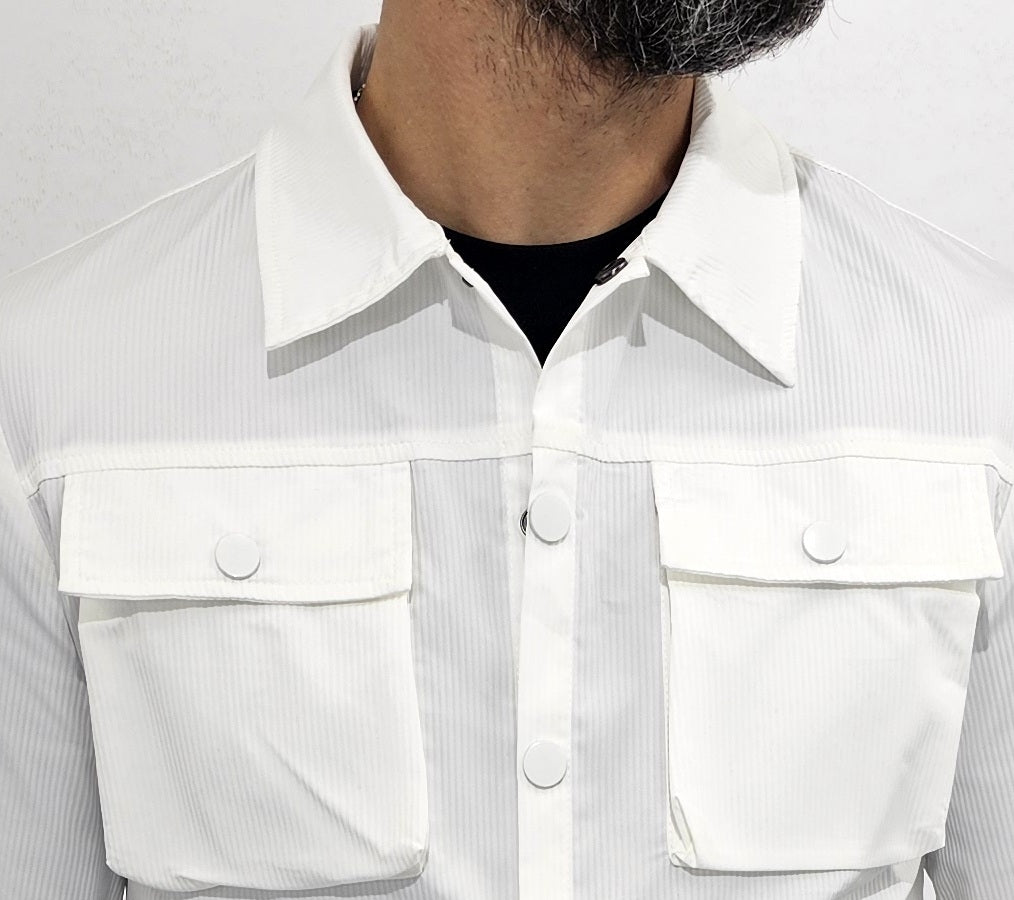 Tuta Completo Uomo cargo rigato tech Pantalone camicia nero sport tasche s,m,l,xl