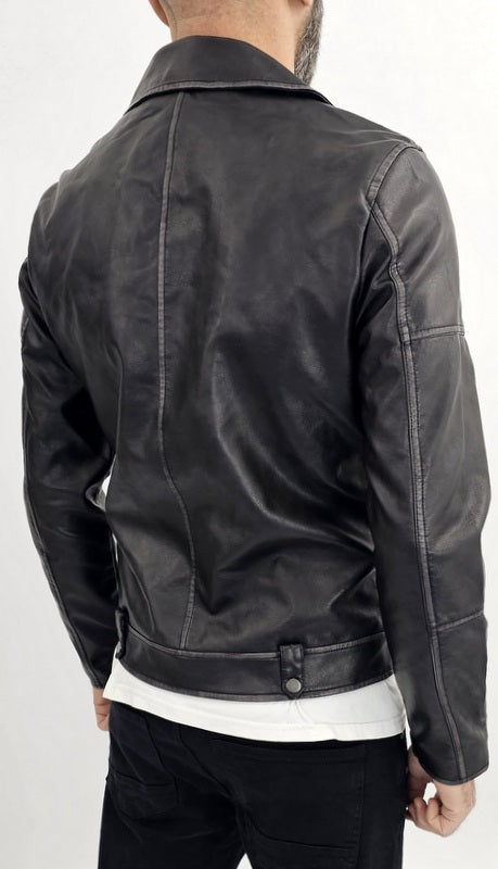 Giubbino Uomo Foderato Eco pelle Chiodo Nero Primaverile giacca S,M,L,XL,XXL