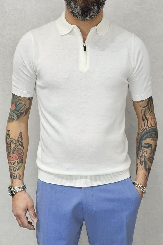 Polo uomo elastica Manica corta zip s,m,l,xl,xxl cotone filo