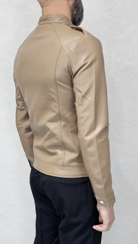 Giubbino Uomo Foderato Eco pelle coreana fango Primaverile