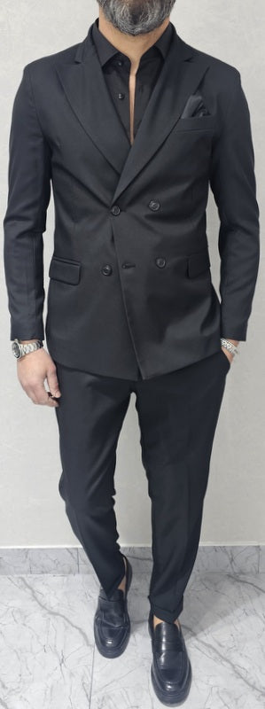 Abito uomo doppiopetto Tinta Unita Nero made in italy 44,46,48,50,52