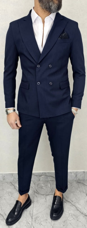 Abito uomo doppiopetto Tinta Unita blu navy made in italy 44,46,48,50,52