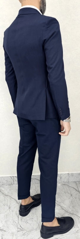 Abito uomo doppiopetto Tinta Unita blu navy made in italy 44,46,48,50,52