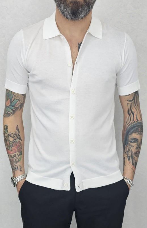 Polo camicia uomo Manica corta cotone nero/bianco s,m,l,xl,xxl