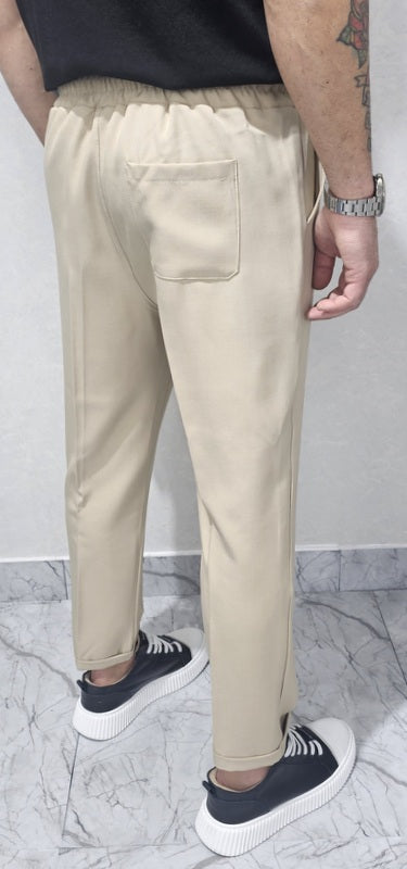 Pantalone Uomo Elastico Tasche America Casual morbido laccetti
