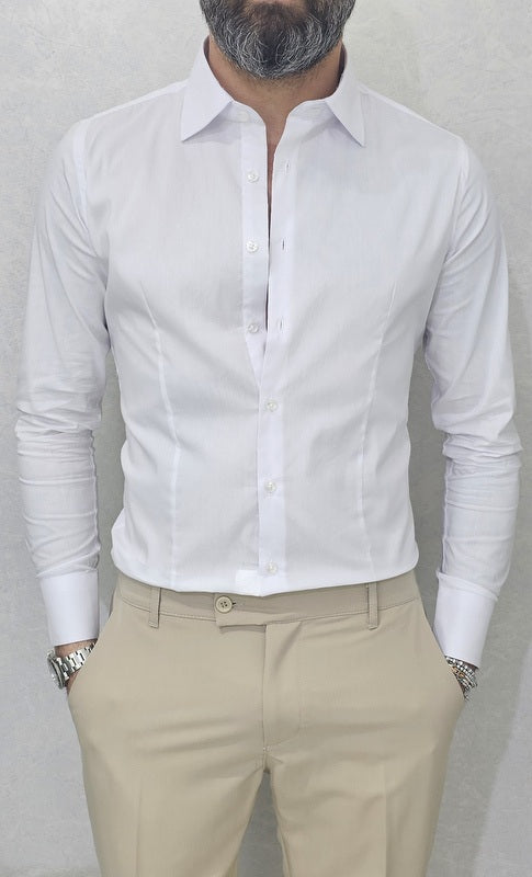 Camicia uomo Slim Fit elastica cotone casual Manica Lunga s,m,l,xl,xxl