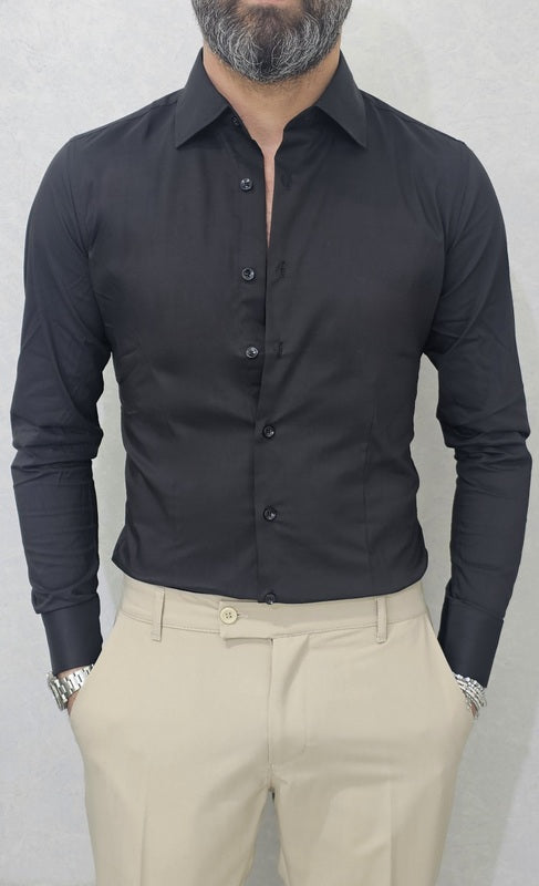 Camicia uomo Slim Fit elastica cotone casual Manica Lunga s,m,l,xl,xxl