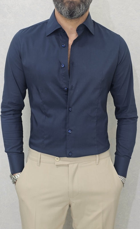 Camicia uomo Slim Fit elastica cotone casual Manica Lunga s,m,l,xl,xxl