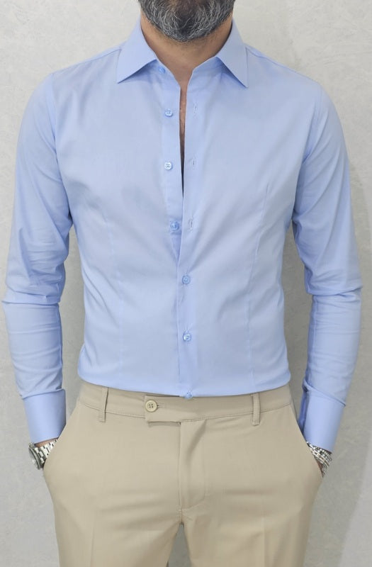 Camicia uomo Slim Fit elastica cotone casual Manica Lunga s,m,l,xl,xxl