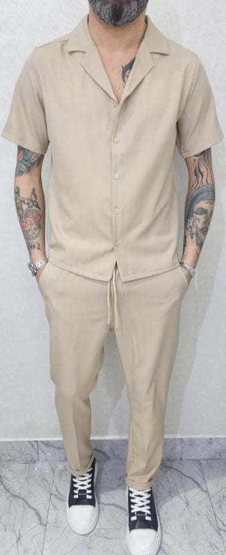 Completo uomo Camicia e pantalone tessuto elastico 4 colori s,m,l,xl,xxl