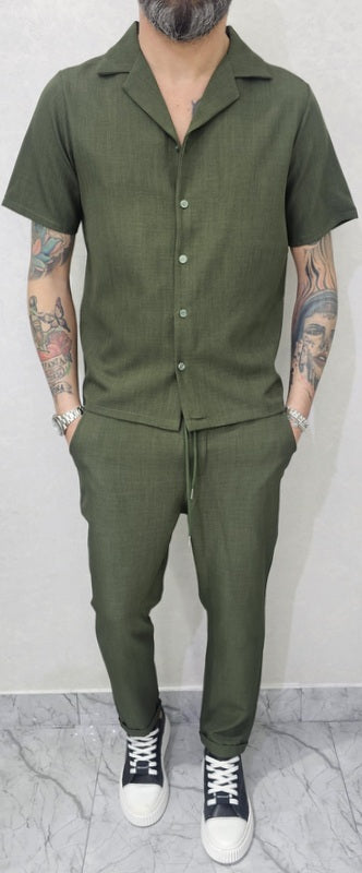 Completo uomo Camicia e pantalone tessuto elastico 4 colori s,m,l,xl,xxl
