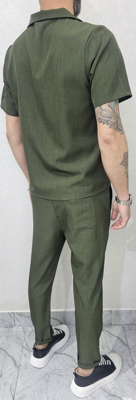 Completo uomo Camicia e pantalone tessuto elastico 4 colori s,m,l,xl,xxl